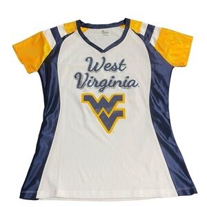 Knights Apparel White Blue Yellow VNeck West Virginia University Jersey Size M